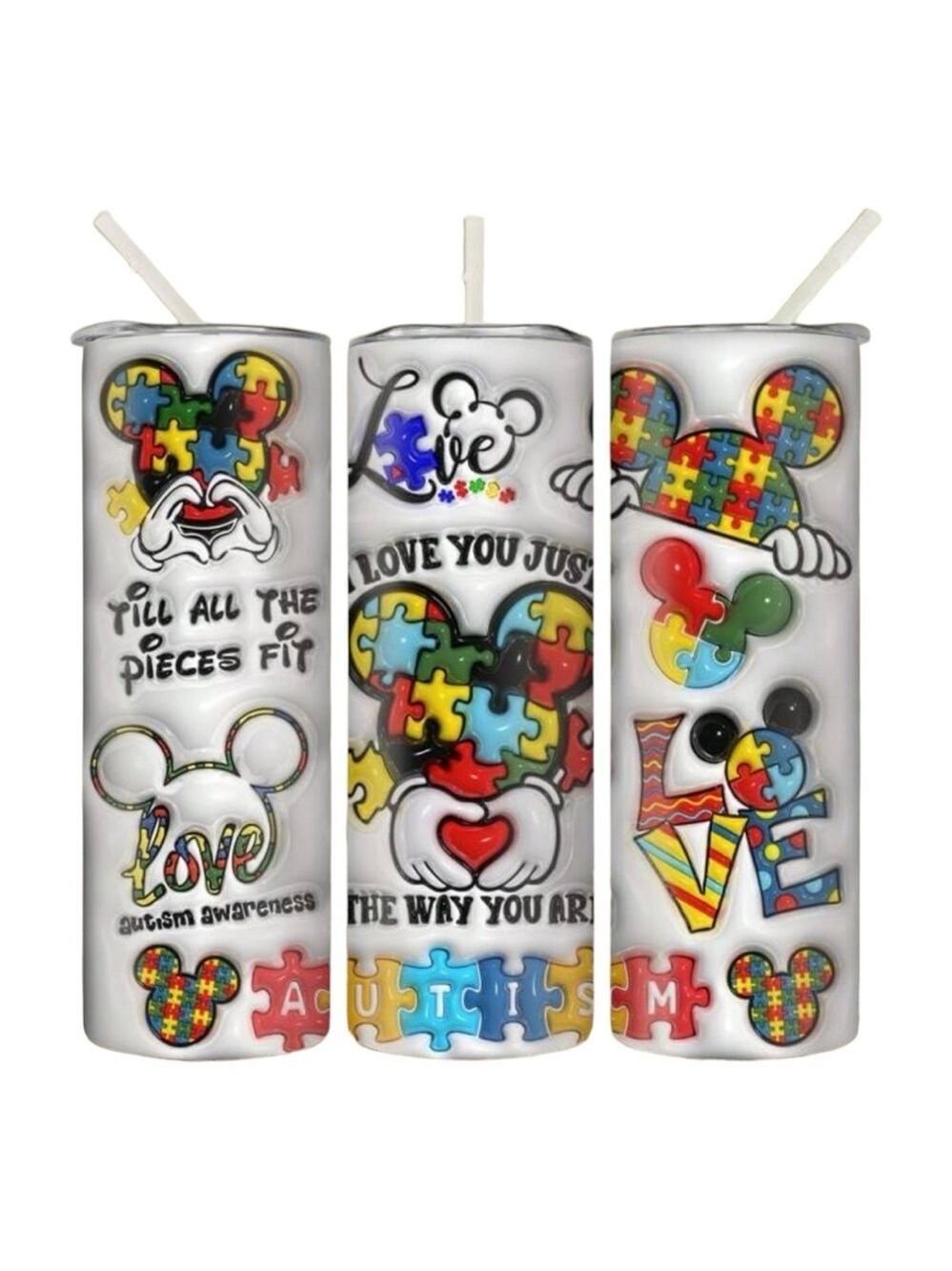 Disney Puzzle-Patterned Autism Awareness Tumbler - Multicolor